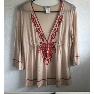 Marciano Designer boho embroidered womens top size S super soft! EXCELLENT COND